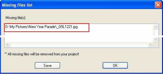 There are pictures missing the photo DVD slideshow project