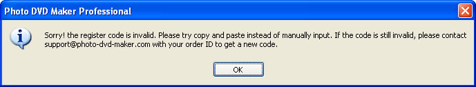 Failed to register the pivture slideshow software