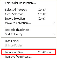 Locate photos in Picasa